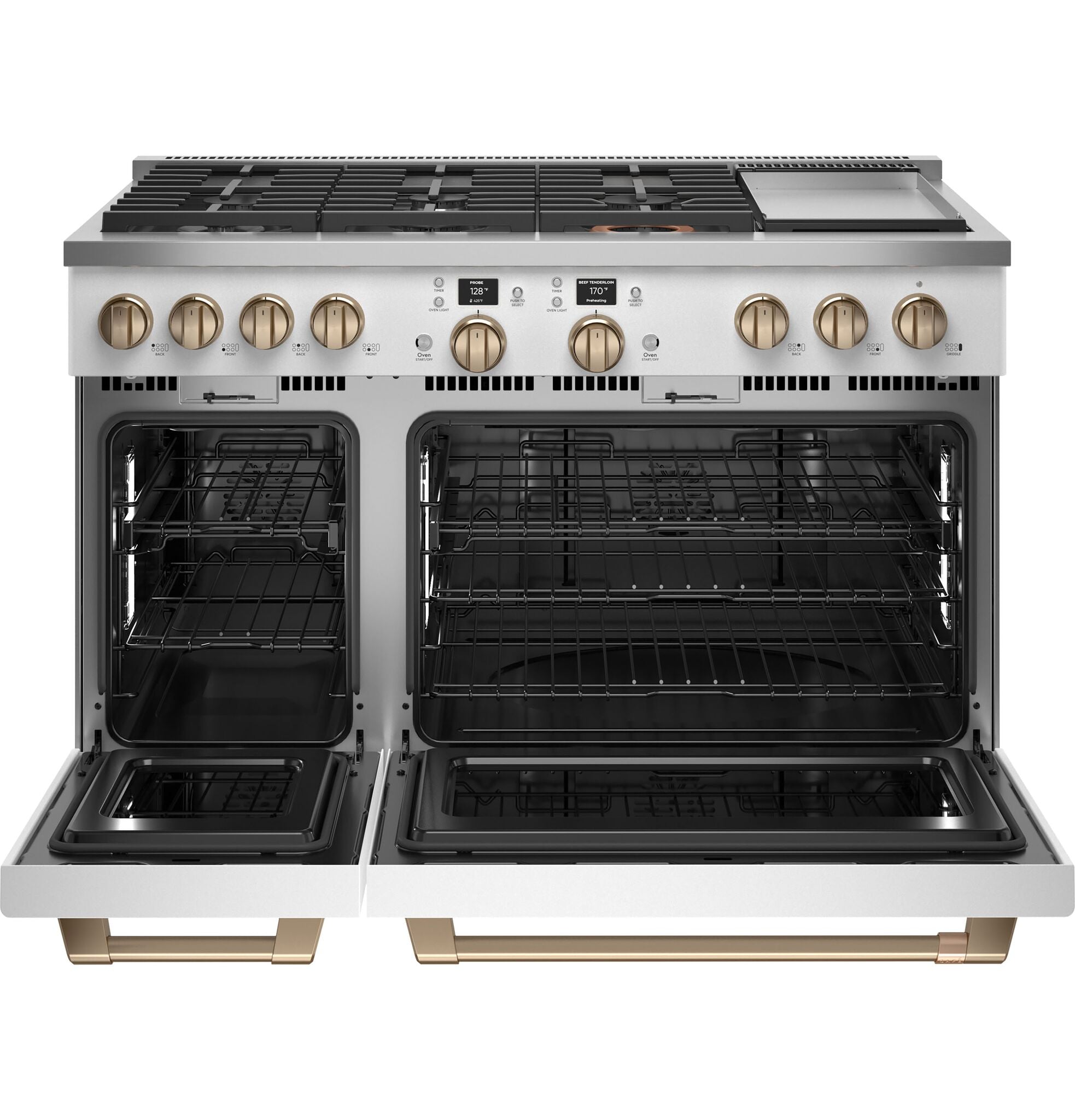 Matte White Commercial Style Smart Dual Fuel Range with No Preheat Air Fry (8.25 Cu. Ft) - Perfect for Restaurants, Home Kitchens & Professional Chefs - Model C2Y486P4TW2