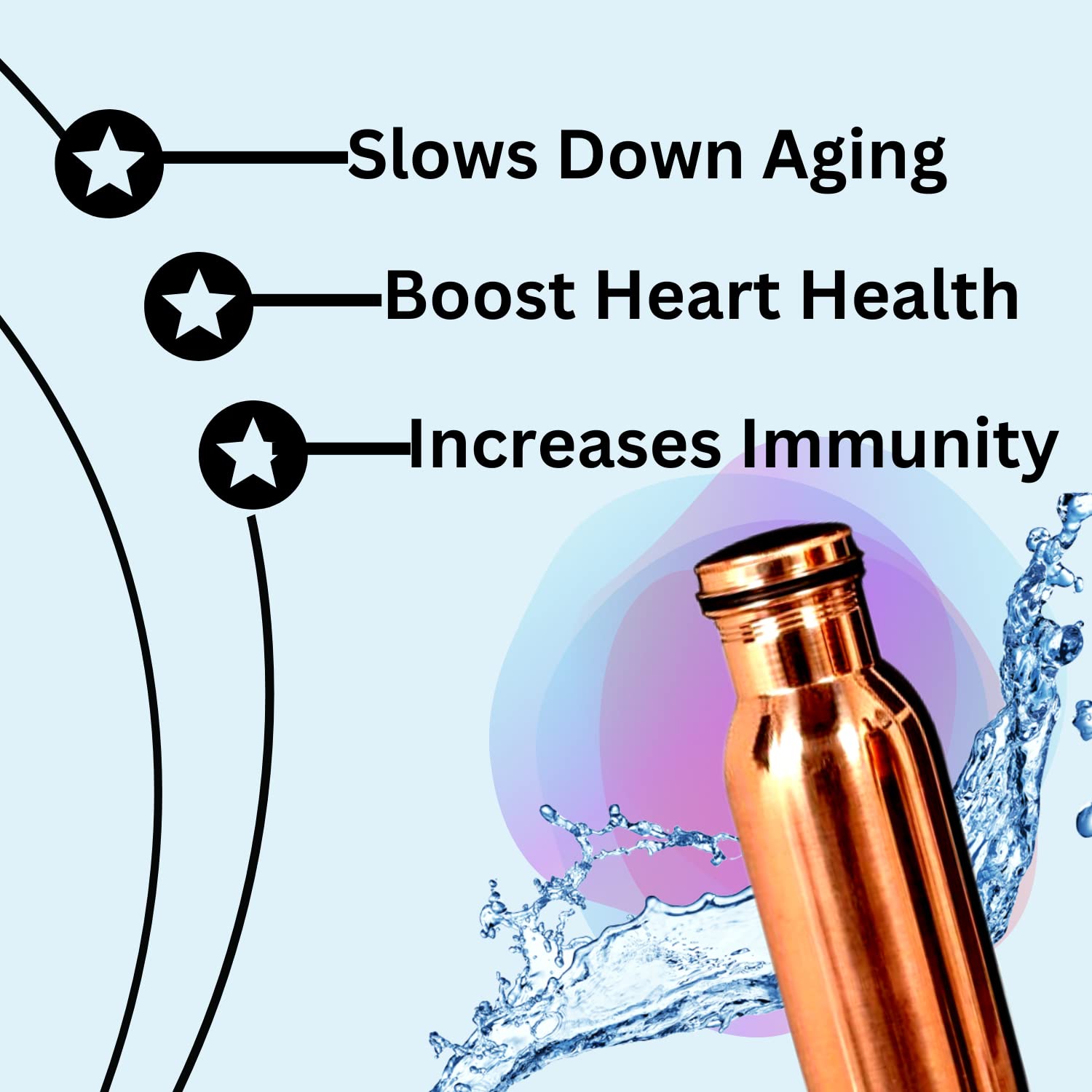 BPA-Free Plain Copper Water Bottle 1000ml (34oz) - Eco-Friendly, Leak-Proof, Keeps Liquids Hot/Cold for Hours - Perfect for Gym, Office, Travel & Outdoor Activities