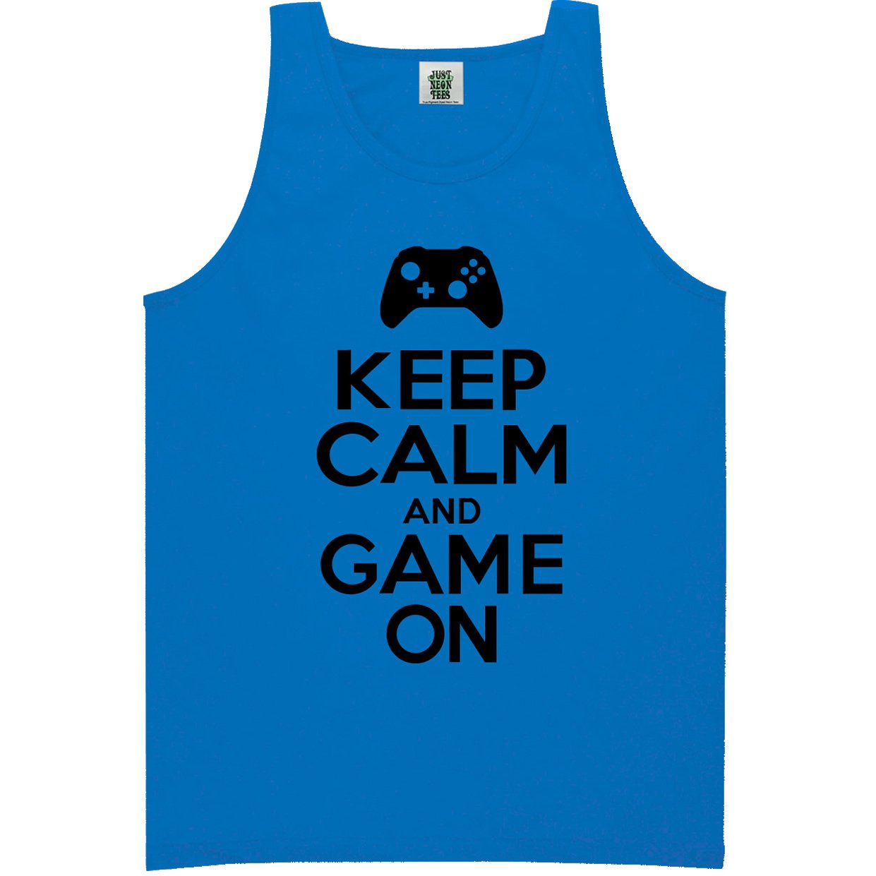 Youth Keep Calm and Game On Controller 2 Bright Neon Tank Top - 6 Vibrant Colors for Gaming, Parties & Summer Outfits