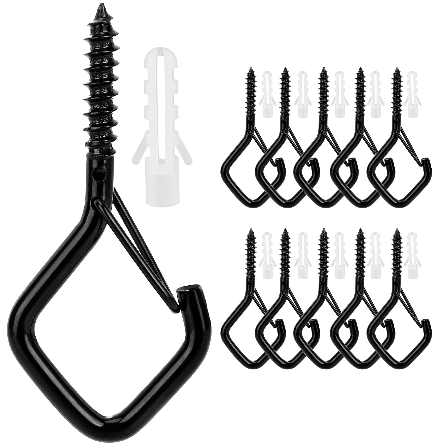 10 Pack Black Metal Ceiling Hooks (2.2 Inch) - Heavy Duty Plant Hangers, String Light Hooks, Cup Hooks for Indoor & Outdoor Use - Perfect for Hanging Plants, Decorations, and Outdoor Lighting