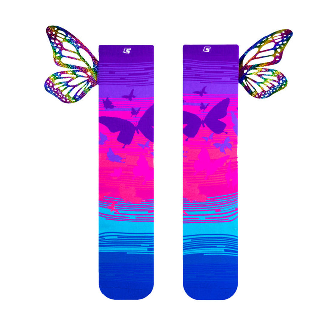 Crazy Skates Butterfly Socks - Fun & Cute Skateboard Socks for Girls & Women - Perfect for Roller Skating, Roller Derby & Skateboarding