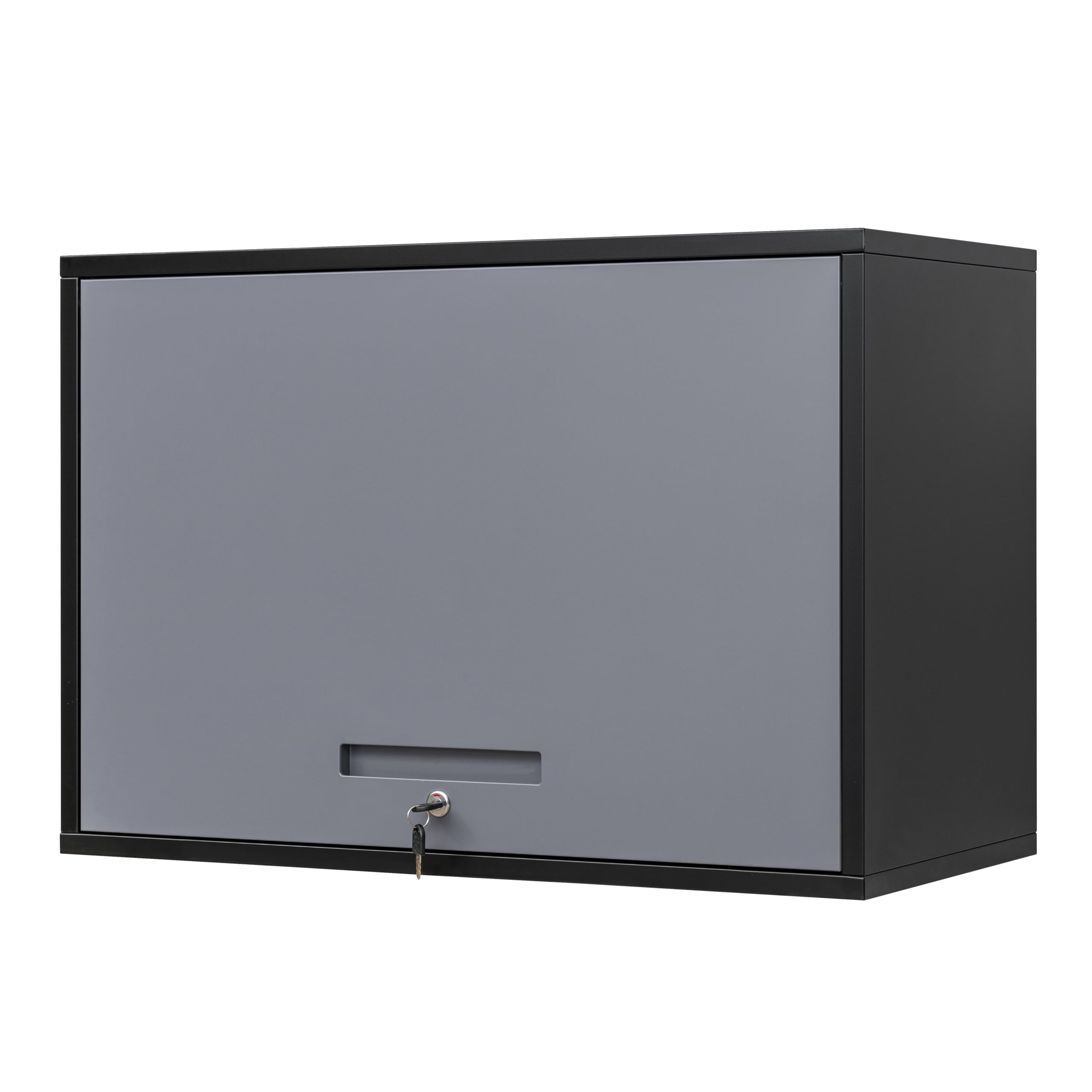 Yizosh Metal Wall Cabinet with Doors and Shelves - Wall Mounted Storage Organizer for Garage, Basement, Kitchen, Warehouse - Heavy Duty Black Gray Cabinet (21.6