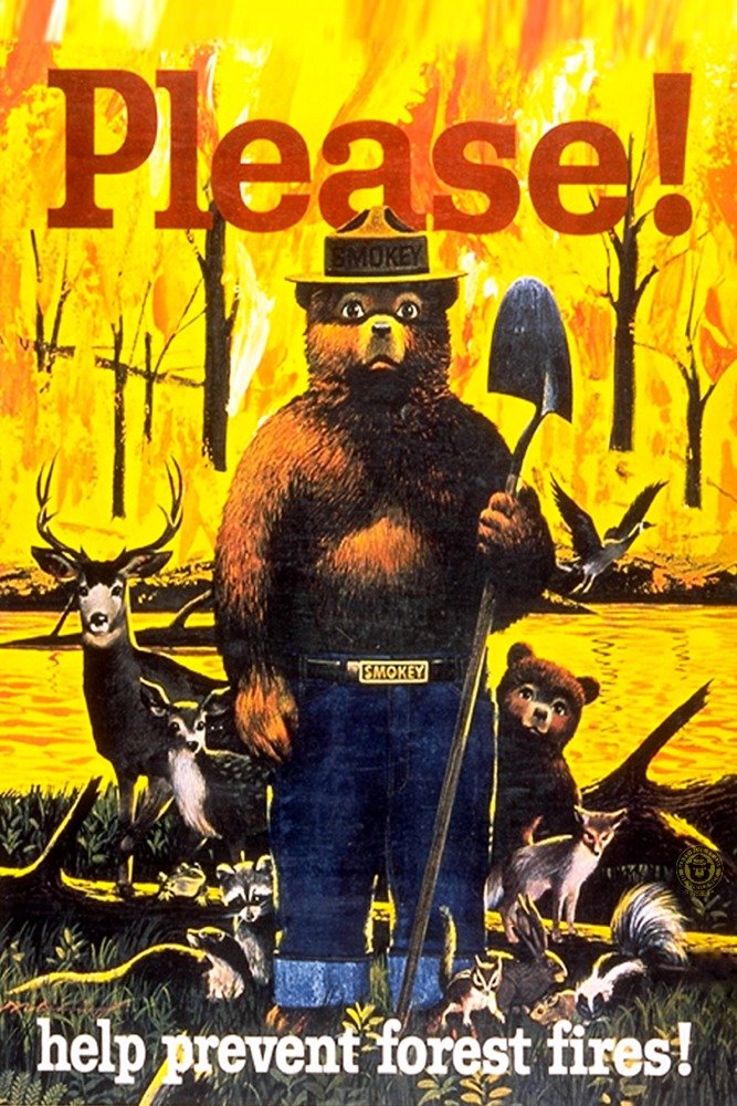 Vintage Smokey Bear Forest Fire Prevention Poster - 24x36 Gallery Quality Metal Art Print, Aluminum Wall Decor for Home, Office & Outdoor Cabin