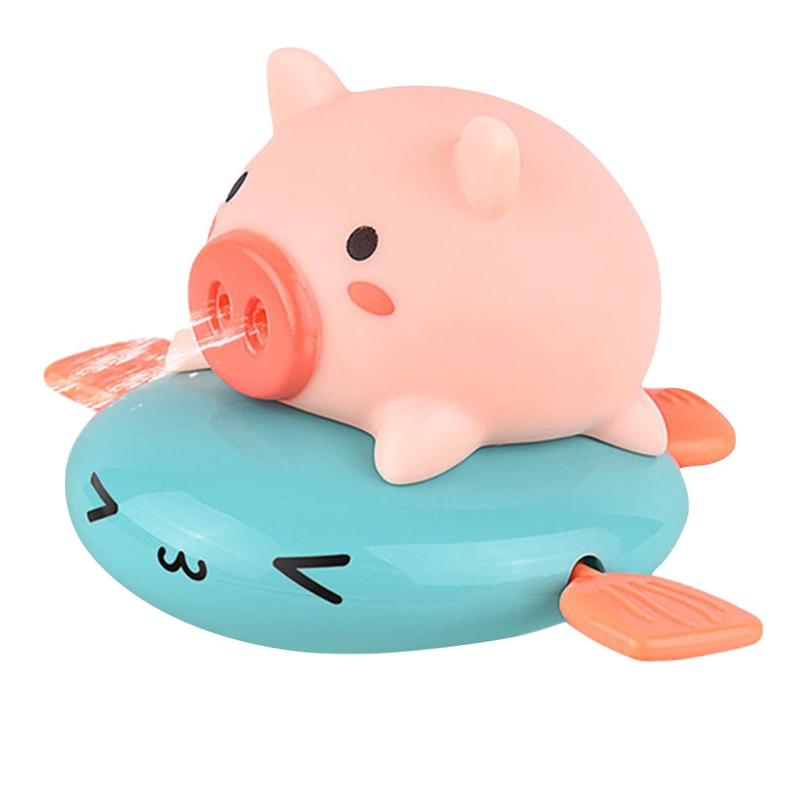 Wind-Up Cartoon Pig Bath Toy for Toddlers 1-17 Years - Fun Floating Water Spray Shower & Beach Swim Toy - Cute Plastic Clockwork Chain Toy for Baby Bath Time, Pool Play & Outdoor Water Activities