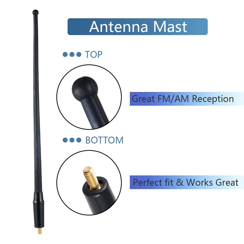 14IN Short Flexible Rubber Antenna 36.5CM Car Radio Replacement - Universal FM/AM Antenna Mast for Trucks, SUVs & Sedans - Durable All-Weather Design for Road Trips & Daily Commuting