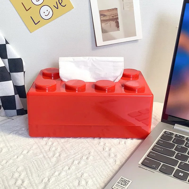 Premium Construction Brick Tissue Box Holder - Durable & Stylish Home Decor for Bathroom, Living Room, or Office