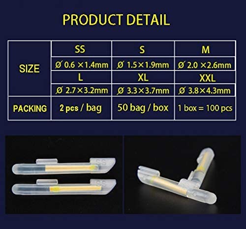 100pcs Green Glow Sticks for Fishing Rod Tips - 3.3x3.7mm XL Size Night Fishing Lights, Fluorescent Float Markers for Night Fishing, Kayak Fishing, and Ice Fishing Accessories