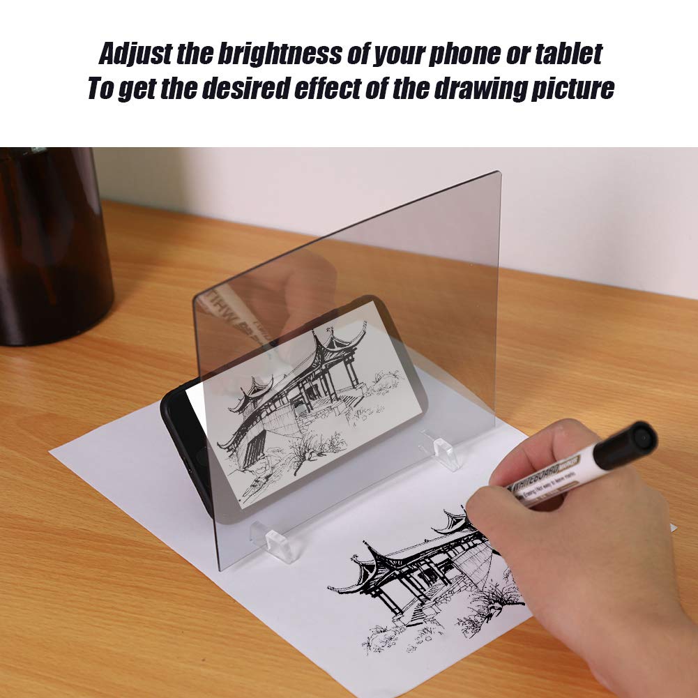Sketch Wizard Optical Drawing Board - LED Light Stencil Tracing Board with Mirror Reflection & Phone Dimming | Waterproof Art Sketching Tool for Beginners & Artists | Perfect for Home Studio, Classroom & Outdoor Sketching