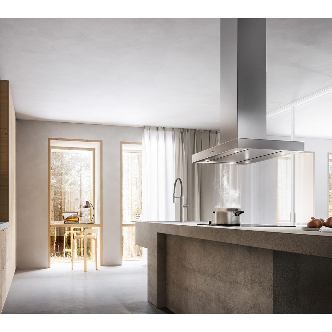 Falmec Plane Top 36 Inch 500 CFM Stainless Steel Island Mount Range Hood - FNPLS36I5SS R - Powerful Kitchen Ventilation for Modern Open-Concept Homes