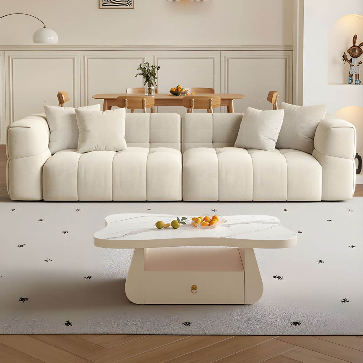 Minimalist Scratch-Resistant Solid Color Sofa Couch - Dove Grey, Beige & Butter Options - 3/4/5 Seater with Matching Pillows - Perfect for Living Room, Lounge & Family Gatherings