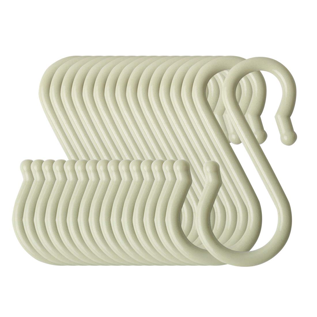 16 Pack S-Shaped Plastic Hooks - Heavy Duty Hangers for Kitchen, Bathroom & Closet - Organize Pots, Pans, Cups, Utensils, Coats & Towels - Light Green Space Saving Storage Solution