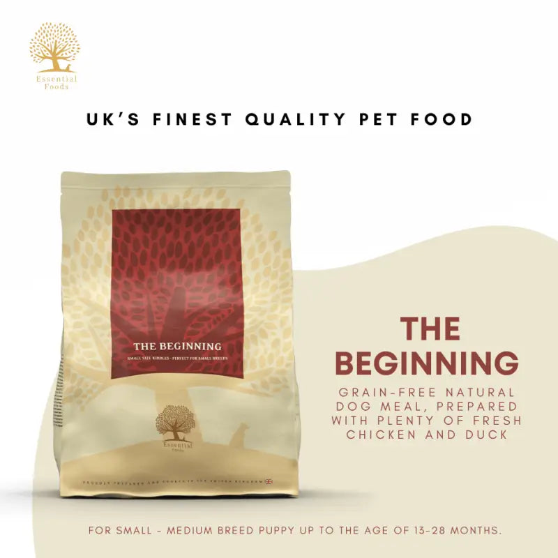 Premium Small Breed Dry Dog Food - Essential The Beginning with Small Kibble for Puppies & Adult Dogs | Perfect for Home Feeding & Travel Snacks