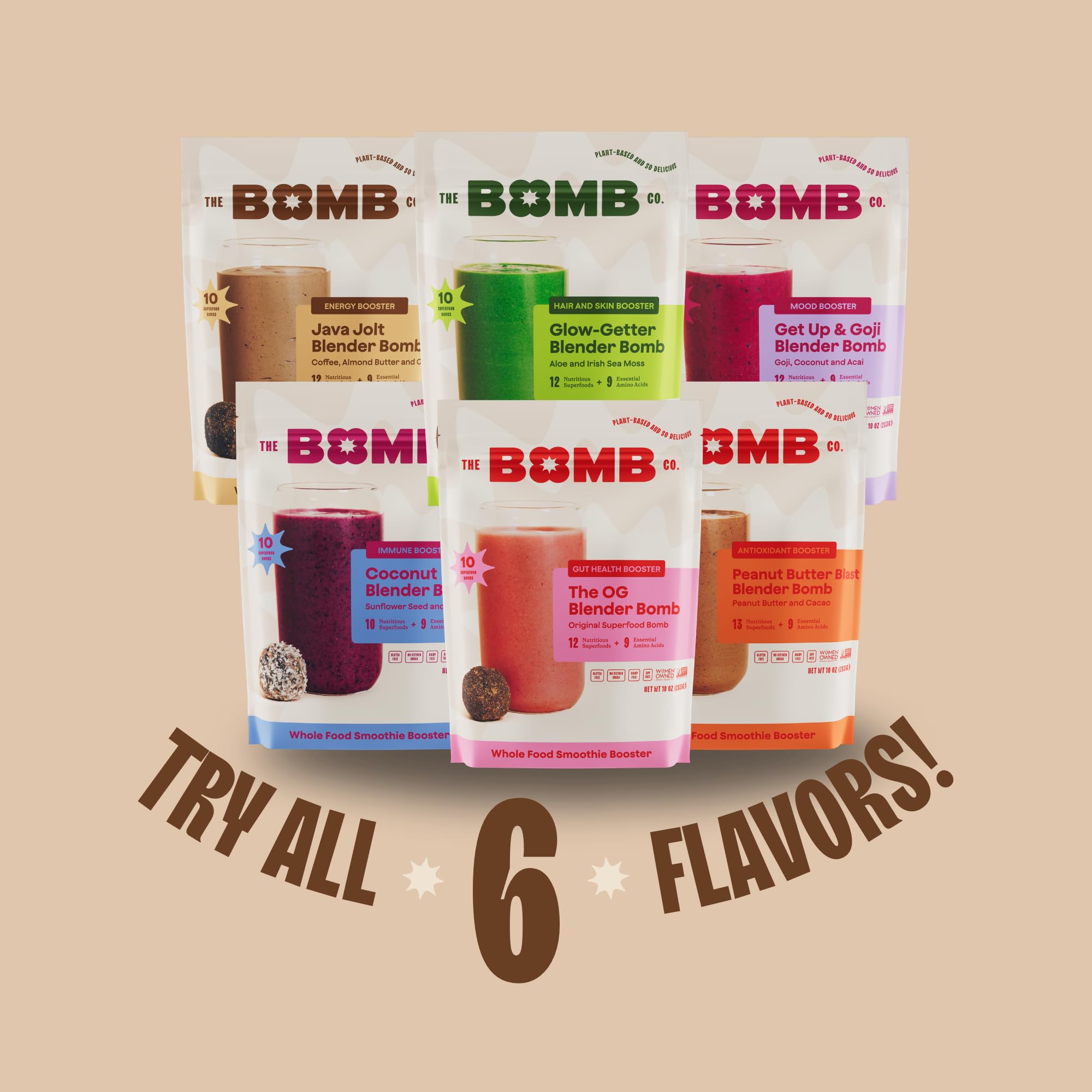 The Bomb Co. Blender Bomb - Java Jolt Superfood Smoothie Mix with Coffee & Amino Acids for Energy Support | High Fiber 10 Servings | Perfect for Post-Workout Recovery & Morning Energy Boost
