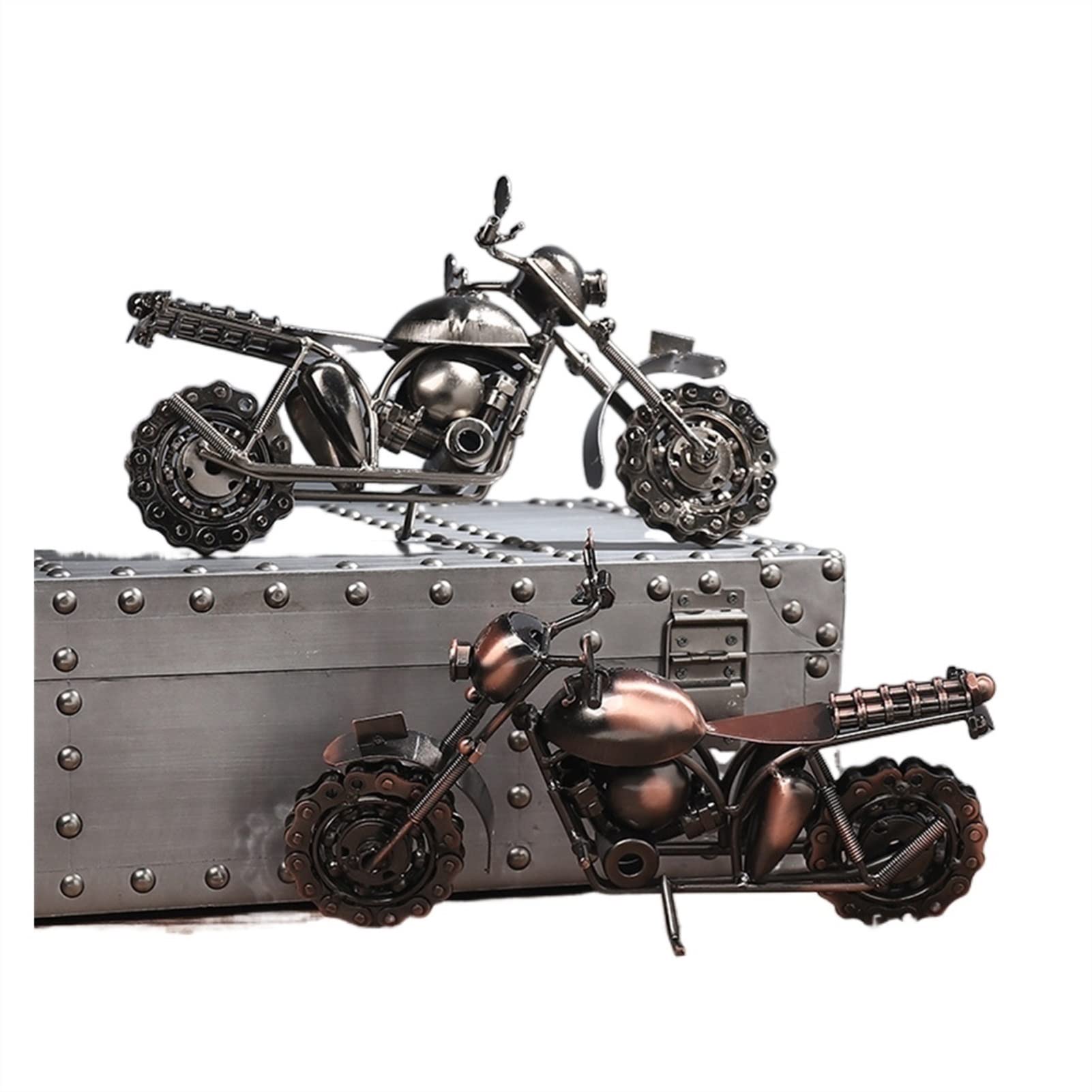 Vintage Bronze Grey Handmade Motorcycle Model - Retro Iron Motorbike Sculpture for Home, Office, Living Room Decor | Unique Gift for Boys, Kids & Collectors | Perfect for Man Cave, Biker Enthusiasts & Themed Parties