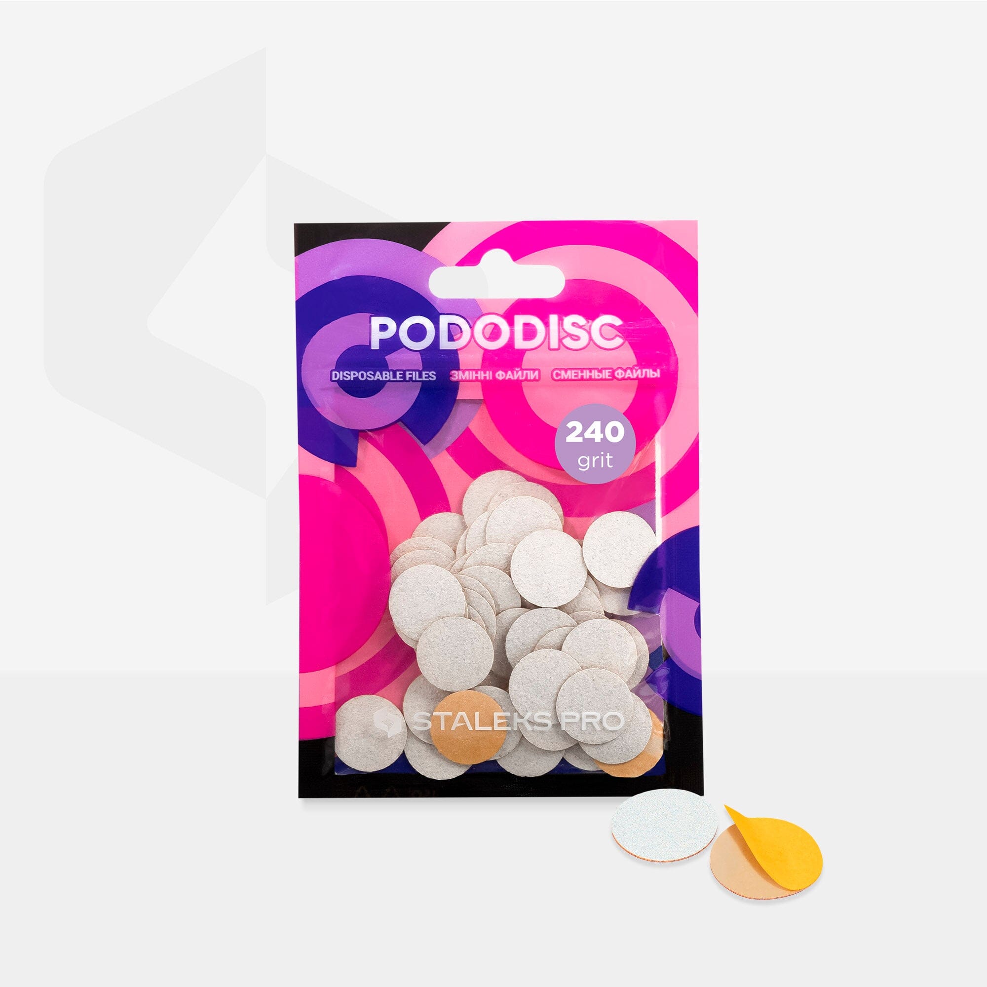 Staleks Disposable Thin White Pedicure Files - 240 Grit PODODISC S (50 Pack) | Professional Nail Care Tools for Salon & Home Use
