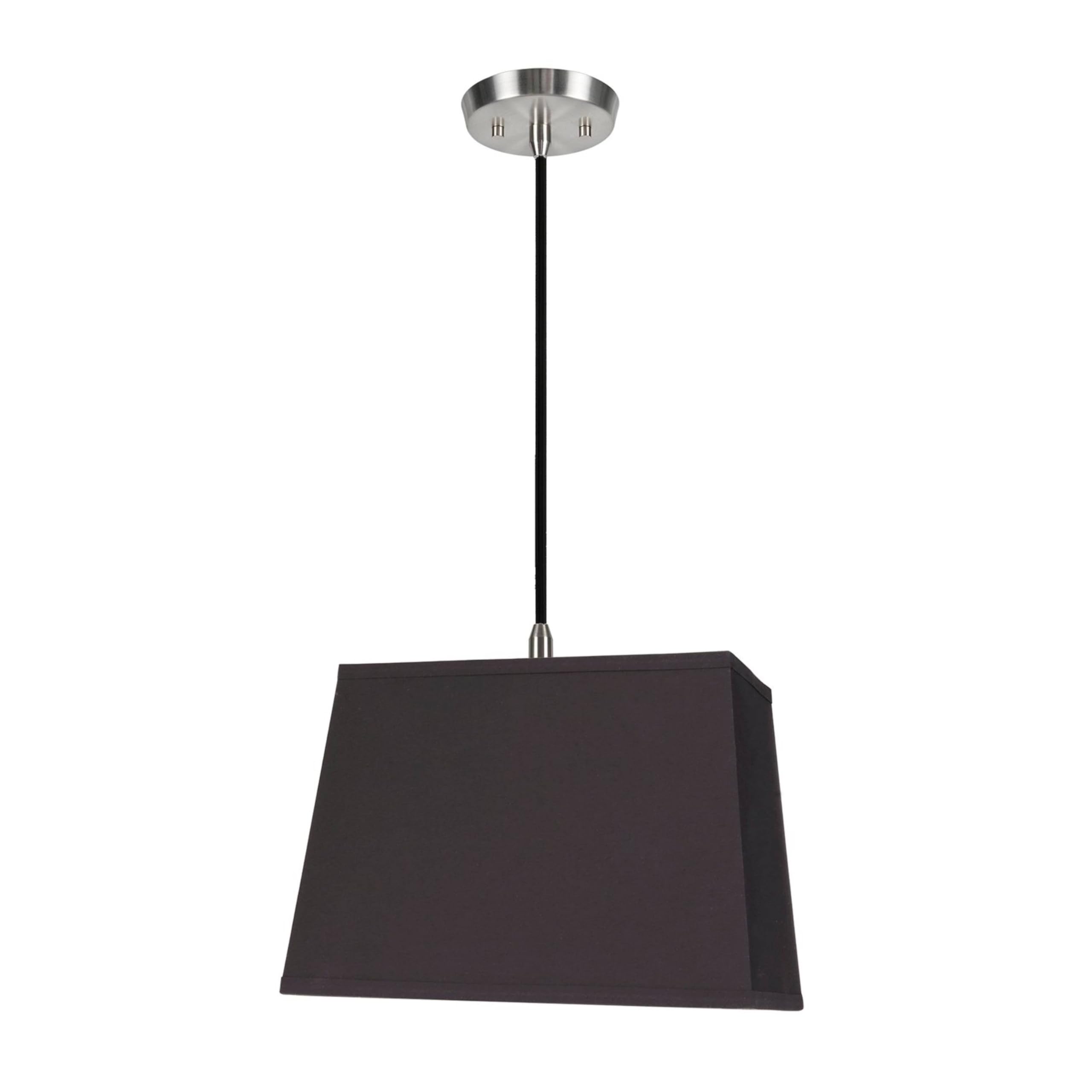 Modern Black Rectangular Hanging Pendant Ceiling Light with Fabric Shade - 14