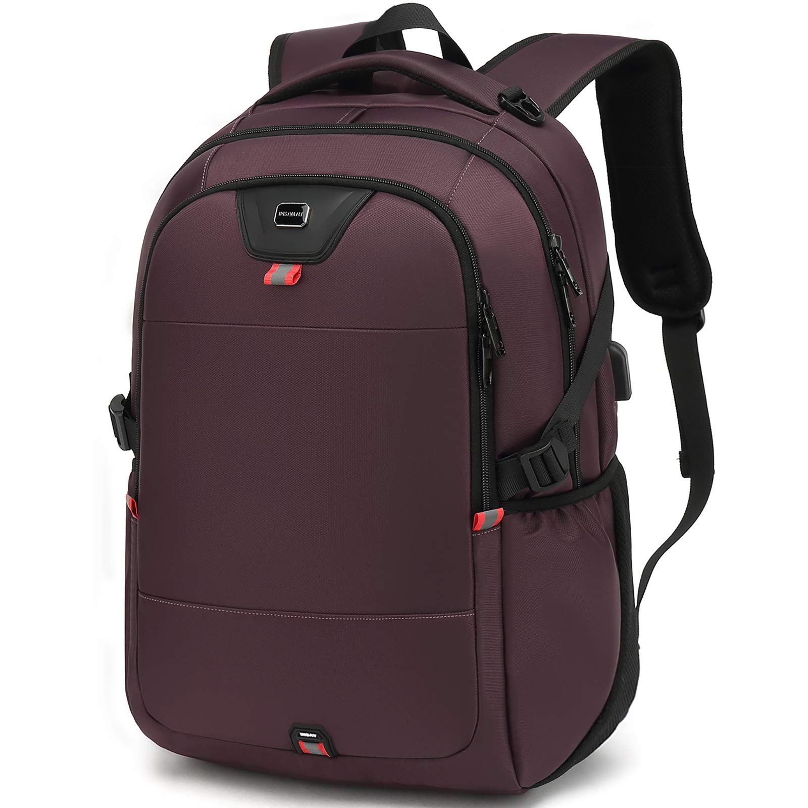 INSAVANT 17 Inch Water Resistant Laptop Backpack - Durable Anti-Theft College Backpack with USB Charging Port - Perfect Travel Daypack for Men & Women (17 Inch, Purple) - Ideal for Work, School, Commuting & Business Trips