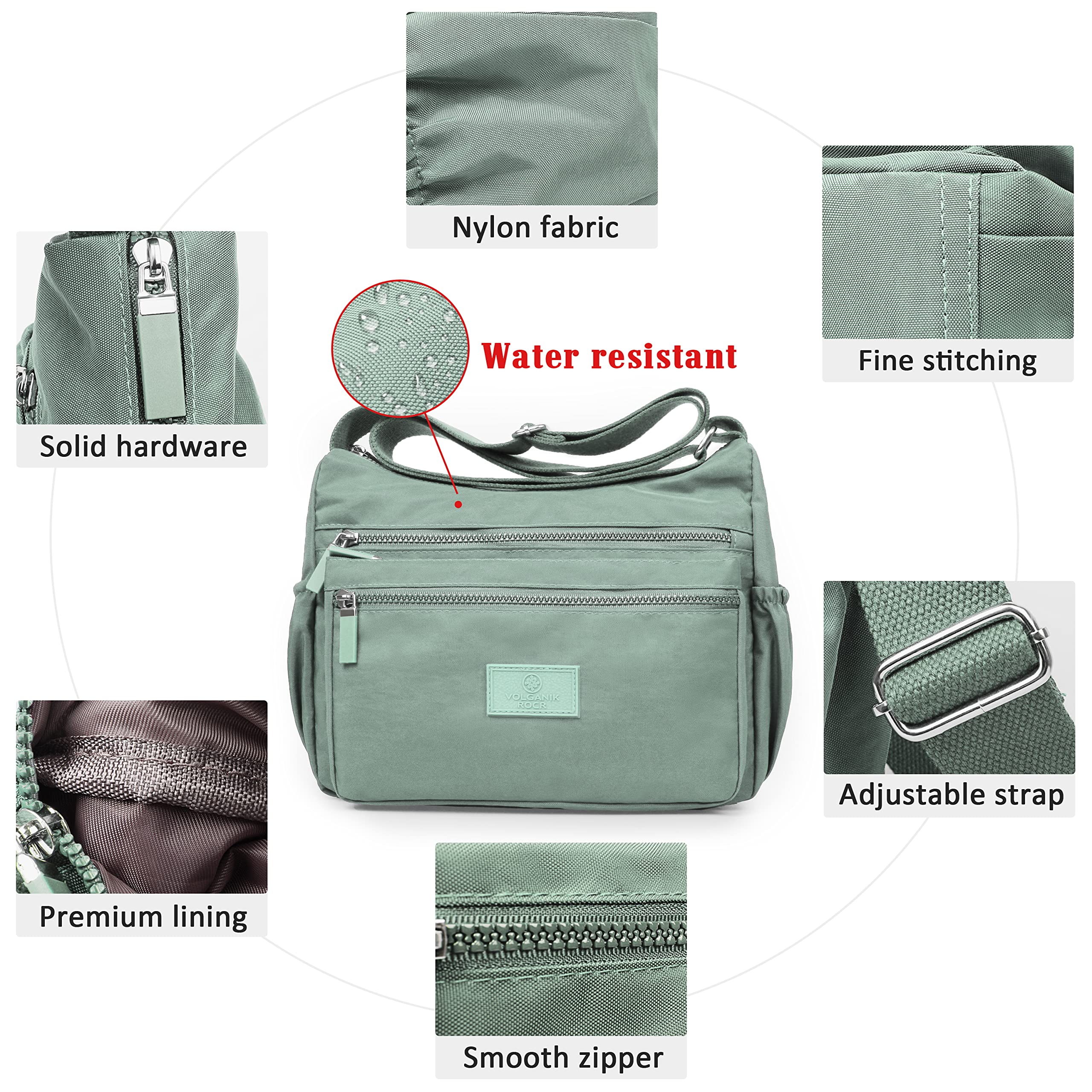 VOLGANIK ROCK Women's RFID Anti-Theft Crossbody Bag - Water Resistant Shoulder Purse for Travel, Shopping & Daily Use