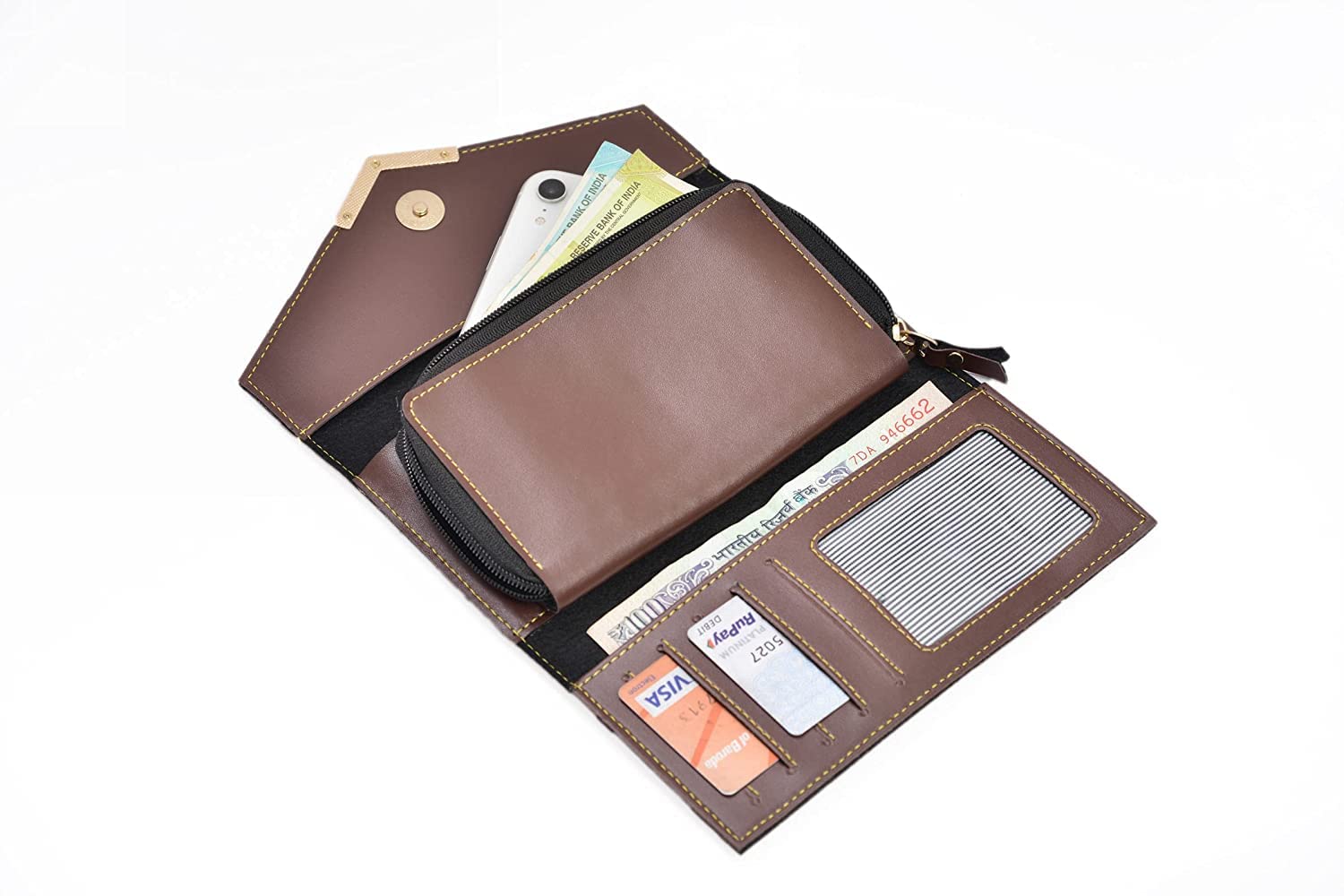 Personalized Name Engraved Ahimsa Leather Women's Wallet - Custom Ladies Purse with Charm | Vegan Leather Gift for Women & Girls (Chocolate Brown) | Perfect Birthday, Anniversary & Valentine's Day Present