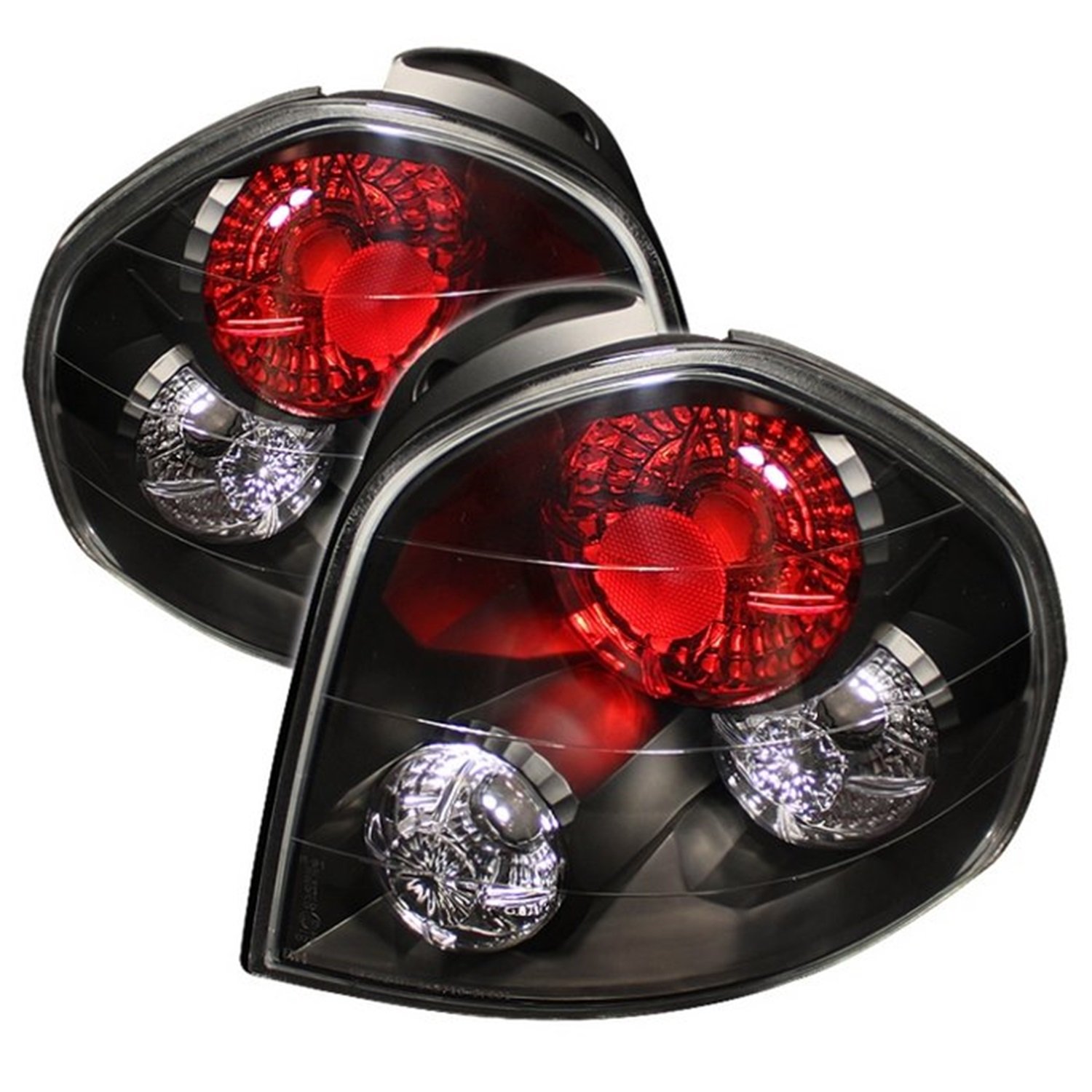 Spyder 5005359 Hyundai Santa Fe 2001-2006 Euro Style Black Tail Lights (3 Bulbs for 2001-2004 Models) - Upgrade Your Car's Rear Appearance for Night Driving & Enhanced Safety