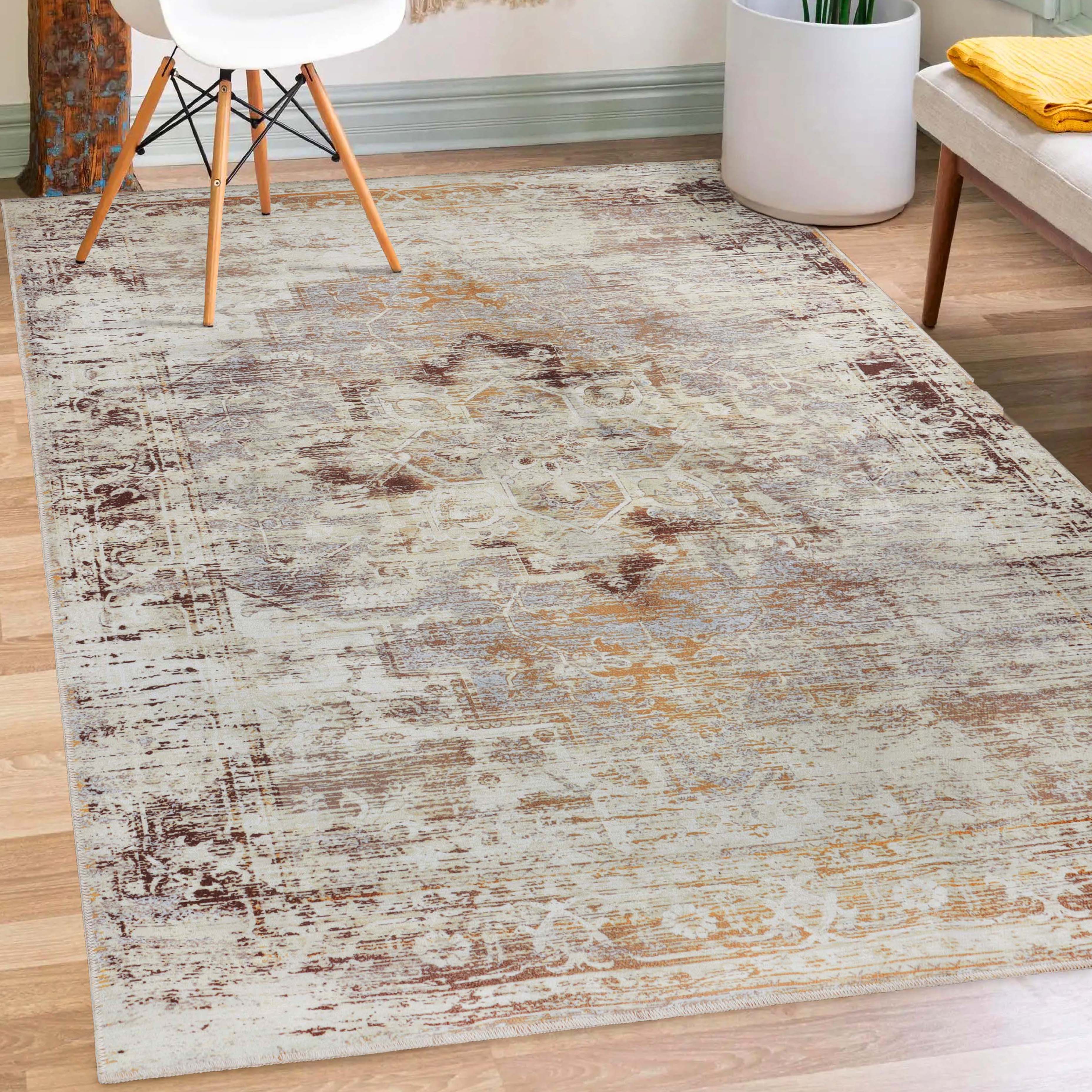 Dove Rustic Machine Washable Indoor Area Rug or Runner Rug - Soft Non-Slip Living Room Carpet for Bedroom, Hallway, Dorm Decor