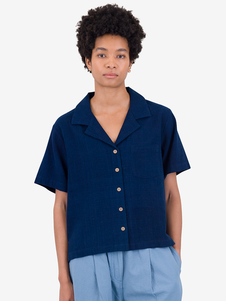 Premium Soft Collar Indigo Folk Shirt for Men & Women – Perfect for Casual Wear, Office, and Outdoor Activities