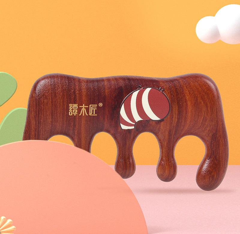Hand Painted Bear Wood Scalp Massager - Relaxing Head & Scalp Massage Tool for Stress Relief - Perfect for Home, Office & Spa Use