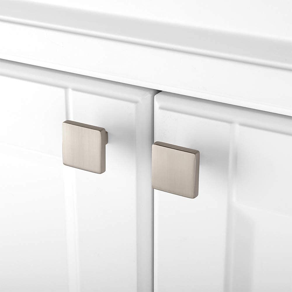 KOOFIZO 10-Pack Square Cabinet Knobs - 31mm Brushed Nickel Pull Handles for Kitchen Cabinets, Dresser Drawers & Wardrobe Hardware | Durable Modern Upgrade for Home & Office Furniture