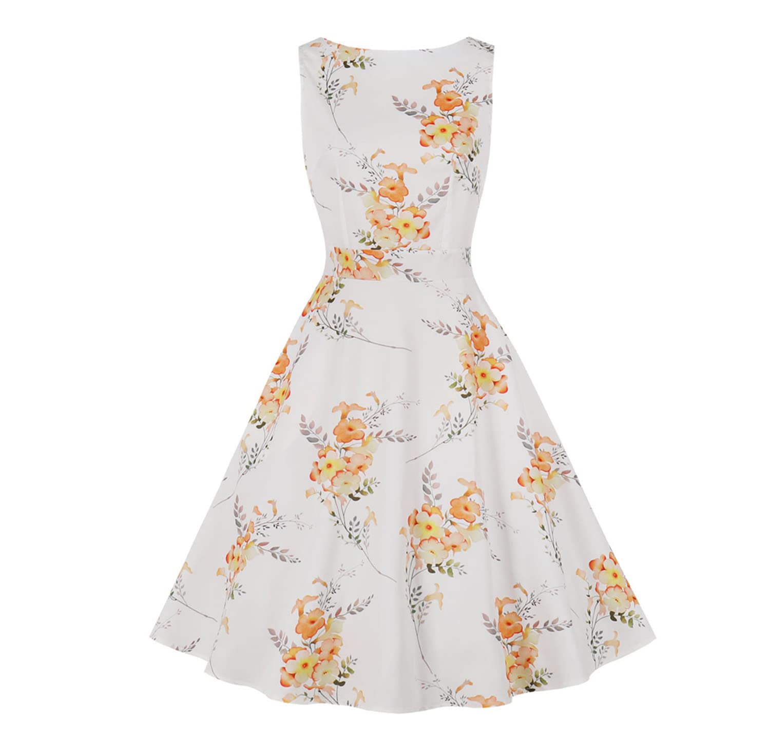 Floral Print Vintage Summer Dress for Women - Sleeveless O-Neck Side Pocket Casual Dress for Beach, Picnic & Outdoor Activities