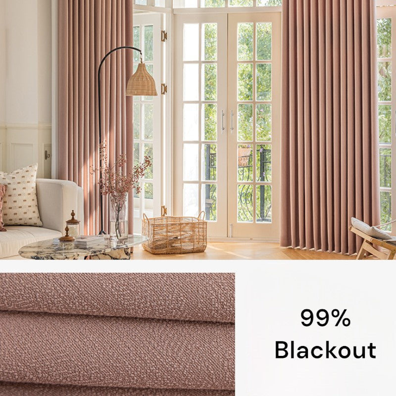 Isla Jacquard Textured 100% Blackout Custom Curtains for Bedroom & Living Room - Noise Reducing Thermal Insulated Window Drapes for Home Decor