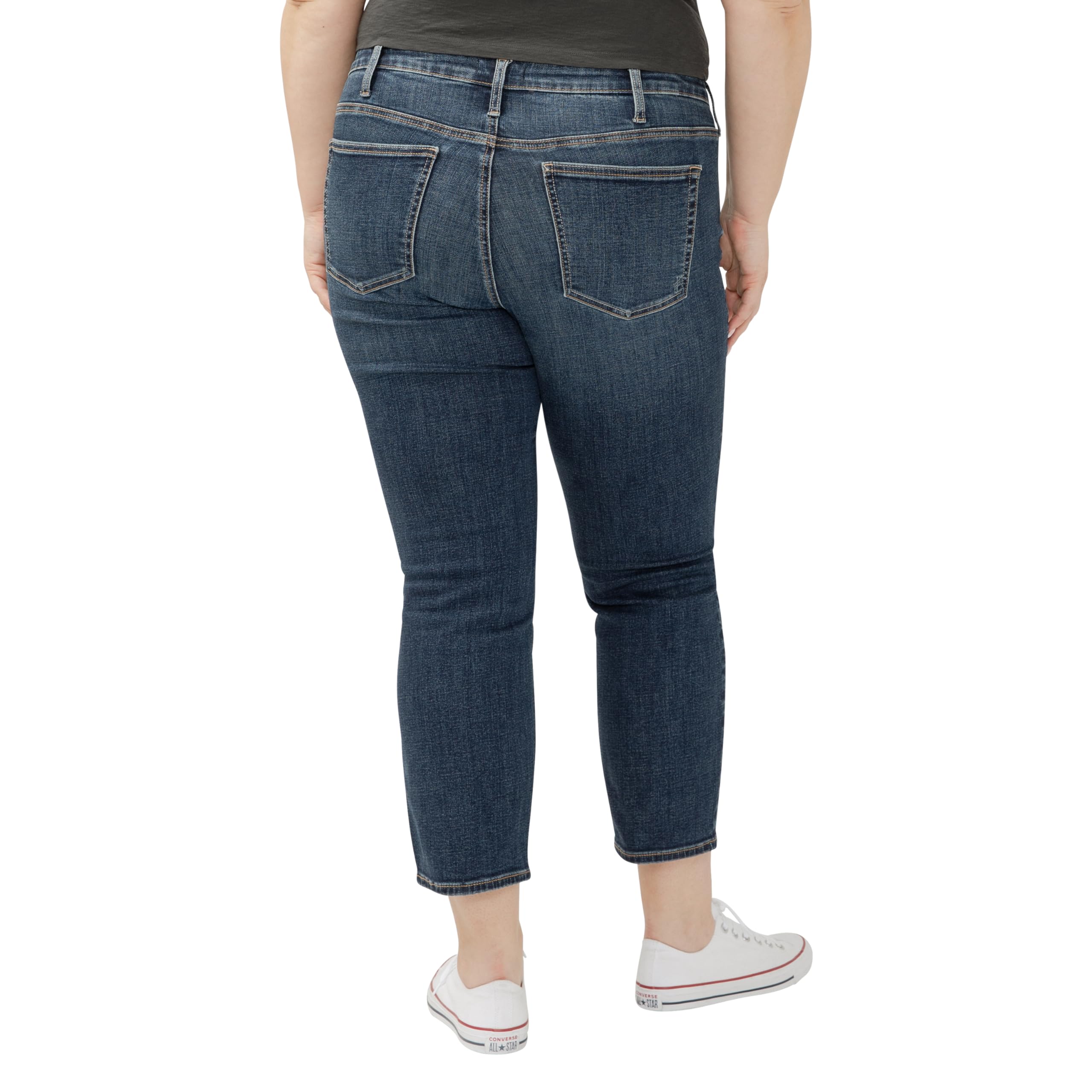 Silver Jeans Co. Women's Plus Size Most Wanted Mid Rise Straight Leg Jeans - Comfortable Stretch Denim Pants for Casual Wear, Work & Everyday Outfits