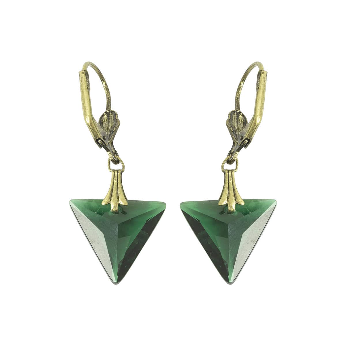 Vintage Emerald Drop Earrings - 1920s Art Deco Triangle Emerald Jewelry for Women | Perfect for Weddings, Parties & Vintage Fashion Lovers