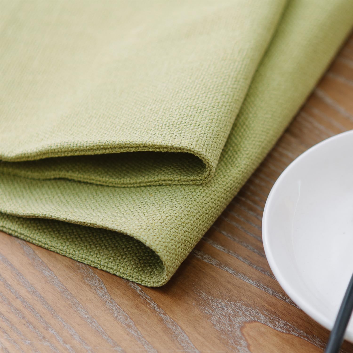 Set of 4 Soft Caddice Faux Linen Double-Sided Heat Resistant Placemats - 12x18 Inch Green Dining Table Mats for Kitchen & Formal Dining Decor