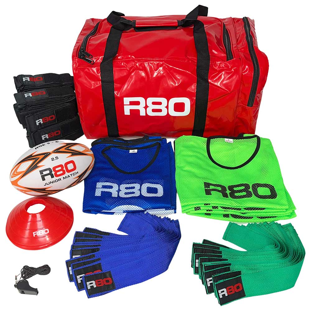 R80 Junior Rippa Game On Team Sets - Youth Flag Football Starter Kit for Kids Sports & Outdoor Play - Perfect for Backyard Games, School PE Class, and Team Practice