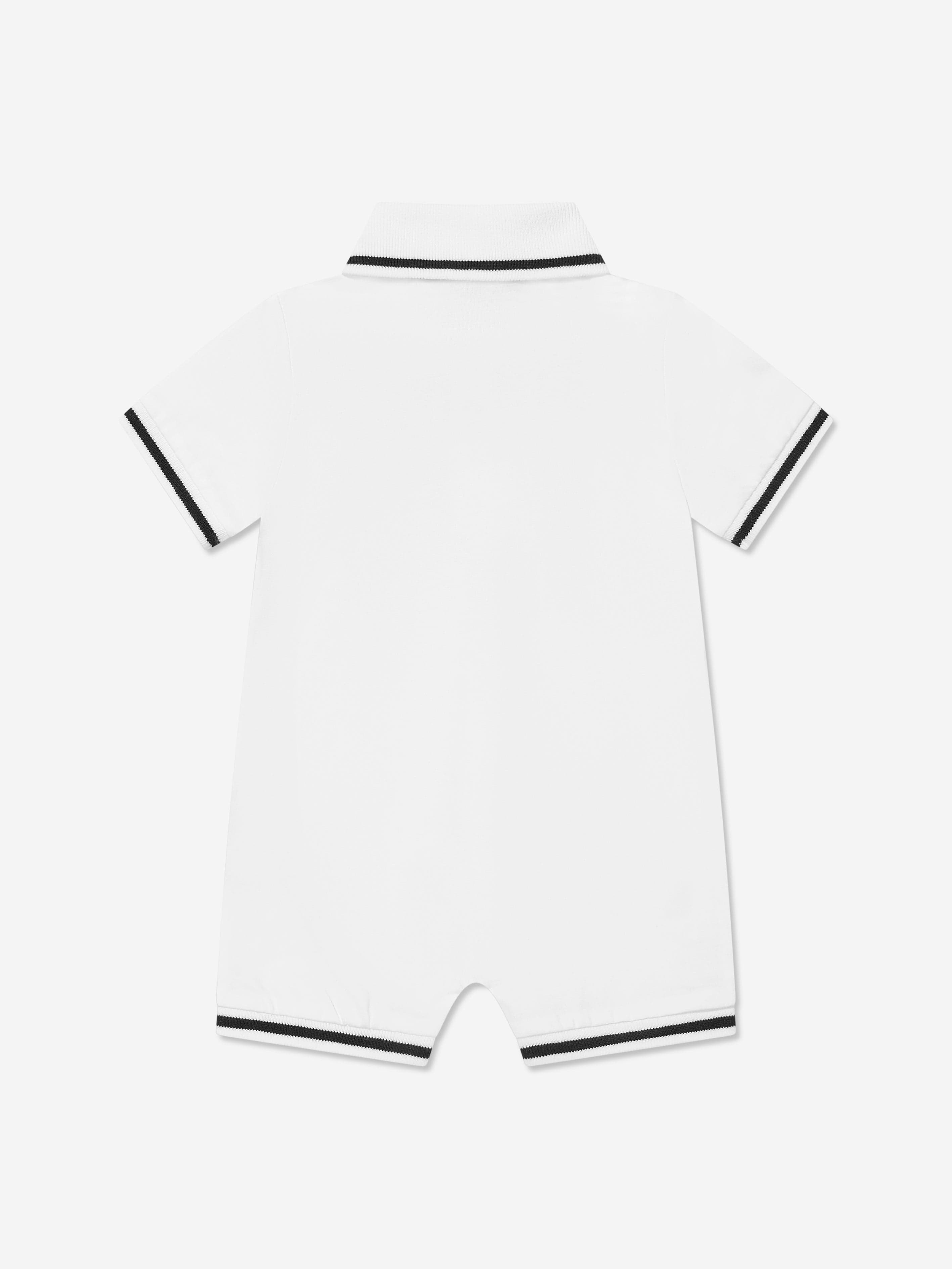 Baby Boys Polo Romper - White Cotton Short Sleeve Outfit for Summer Playdates & Photo Shoots
