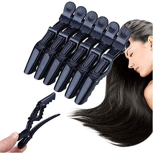 DEXO Professional Hair Clips for Styling - 6 Pack Black Salon Crocodile Hair Clamps, Sectioning Grips for Hairdressing & Hair Accessories - Perfect for Salon Stylists, Home Haircuts & DIY Hairstyles