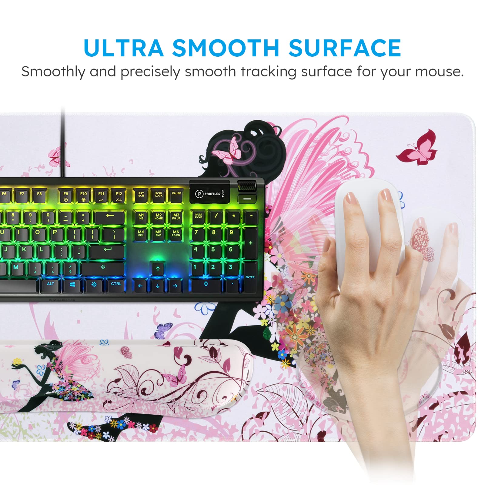 iCasso Gaming Mouse Pad Set - XXL Ergonomic Desk Mat with Wrist Rest for Pain-Free Typing & Gaming