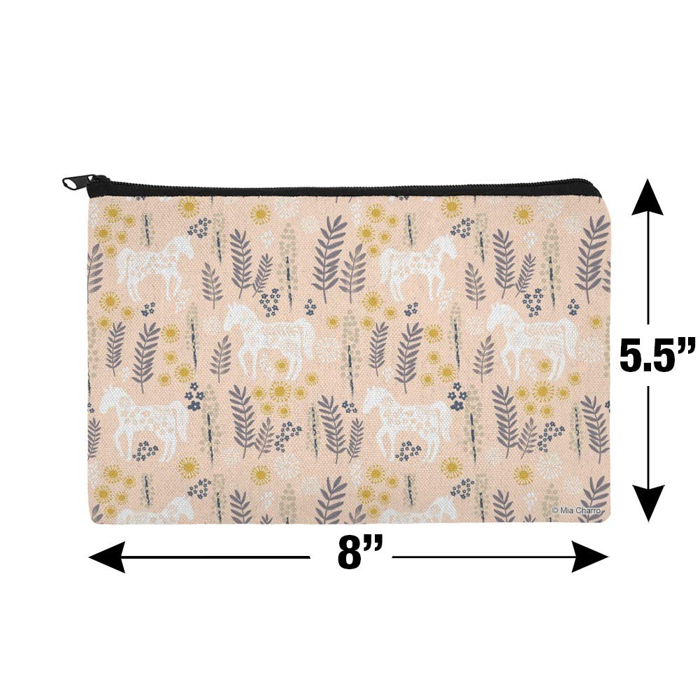 Stylish Mimi Horse & Floral Print Makeup Bag Organizer Pouch - Perfect for Travel, Gym & Daily Cosmetics Storage