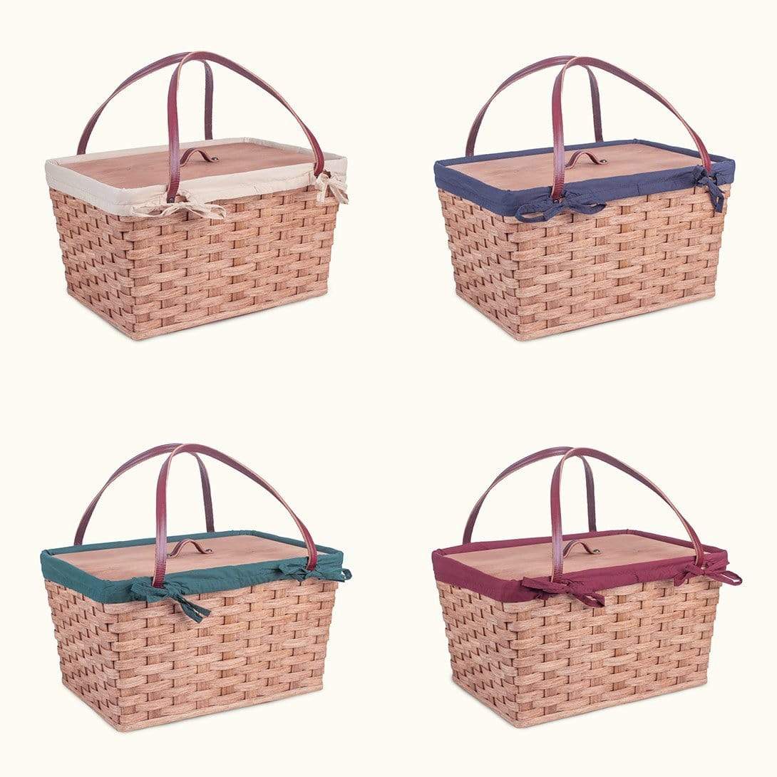 Amish Hand Sewn Picnic Basket Liner - Durable & Stylish for Outdoor Picnics, Beach Trips, and Family Gatherings