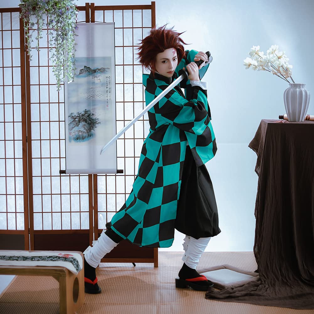 FCCAM Demon Slayer Mitsuri Kanroji Cosplay Costume Outfit - Anime Kimetsu no Yaiba Tanjiro Zenitsu Halloween Party Cosplay