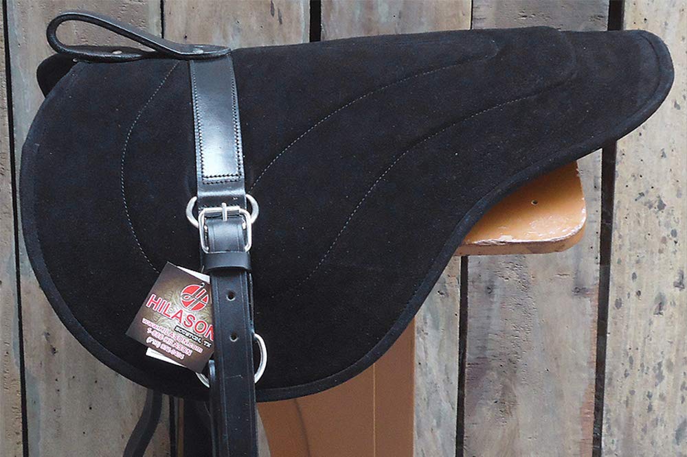 HILASON Natural Horsemanship Leather Bareback Western Treeless Saddle Pad for Horses - Comfortable & Durable Western Riding Pad for Trail Riding, Training & Show - Bareback Pad for English & Western Riding