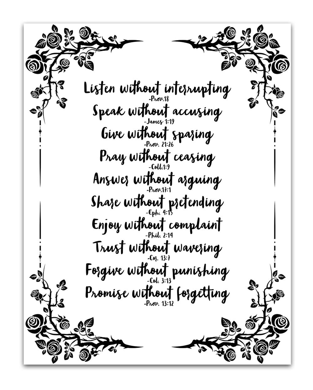 Marriage Rules Bible Quote Wall Art - Inspirational Christian Scripture Prints for Home & Office - Black and White Religious Decor for Women - Perfect for Wedding Gifts, Bedroom & Faith-Based Spaces