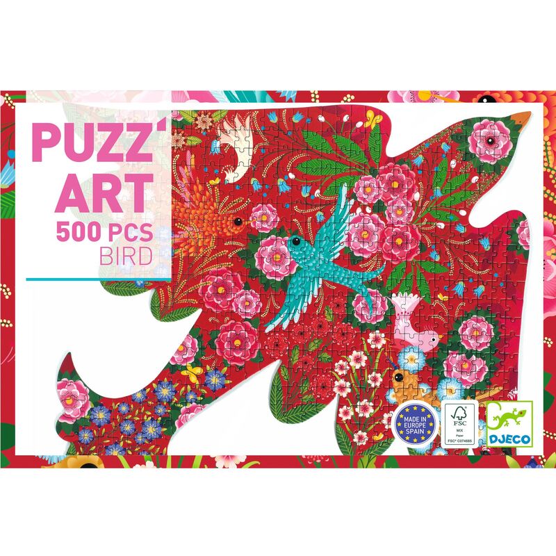 500-Piece Djeco Art Puzzle - Unique Bird Shaped Design | Perfect for Adults & Teens Relaxation, Home Decor & Gift Ideas