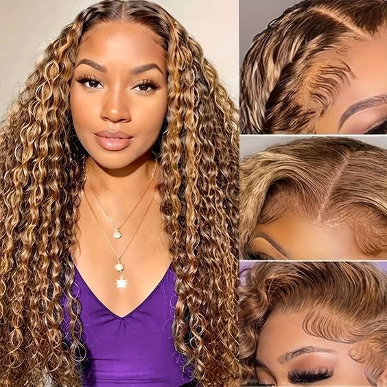 30 Inch Deep Wave Lace Front Wig 100% Human Hair with Baby Hair - 13x4 HD Transparent Lace Frontal - Pre Plucked Glueless Wet & Wavy Human Hair Wigs - Natural Look for Daily Wear, Cosplay & Special Occasions