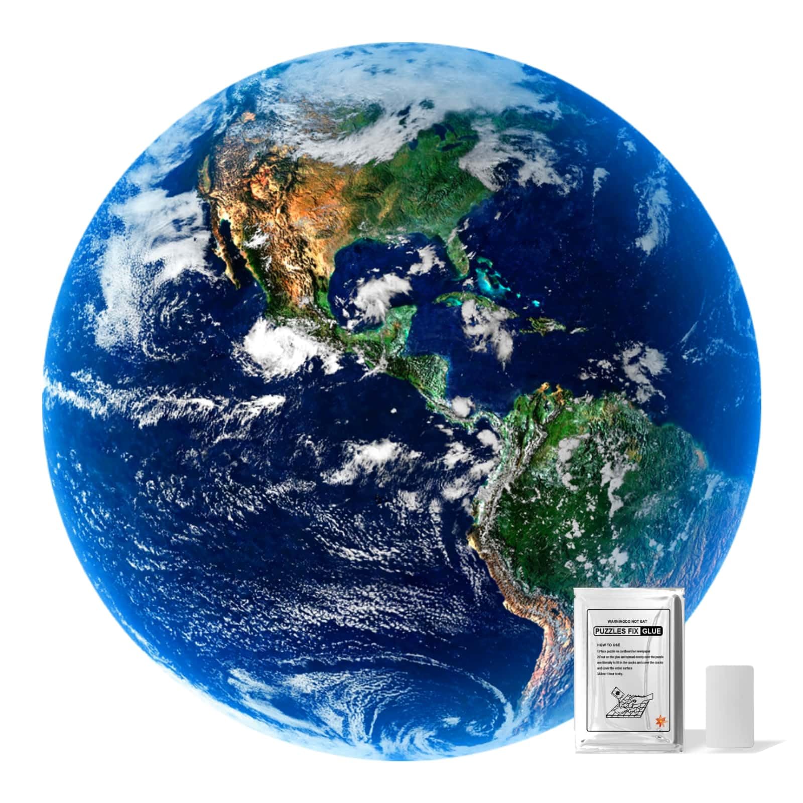 1000 Piece Round Earth Planet Jigsaw Puzzle for Adults - Premium Circular Puzzle with Puzzle Glue & Scraper - Framing-Ready Art for Home Decor, Challenge & Relaxation - Perfect for Family Game Night, Stress Relief & Wall Art Display