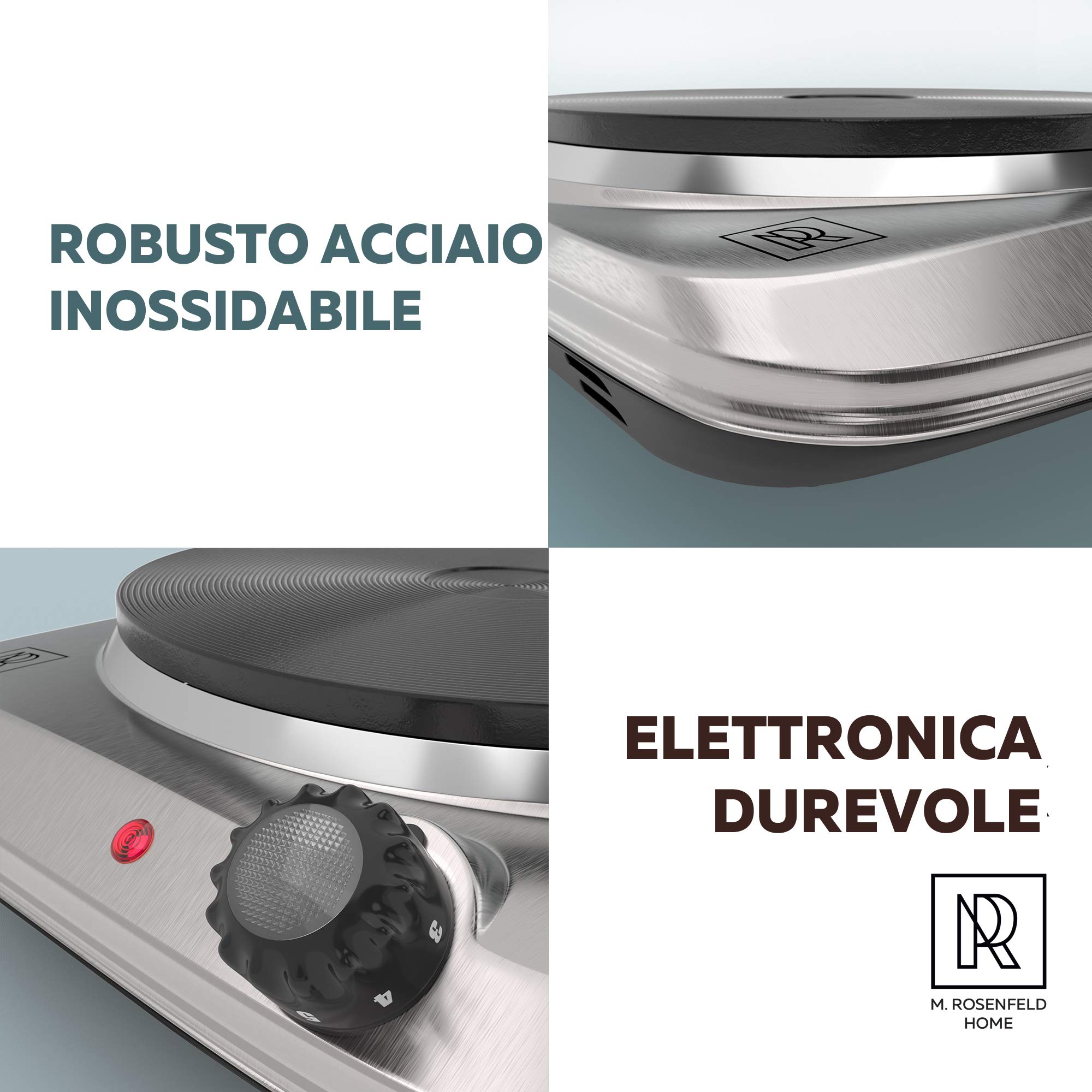 1500W Portable Electric Stove - Single Burner Induction Cooktop with 180mm Stainless Steel Plate, Overheat Protection & Thermostat | Extra Long Power Cord | Perfect for Dorm Rooms, Camping & Small Kitchens