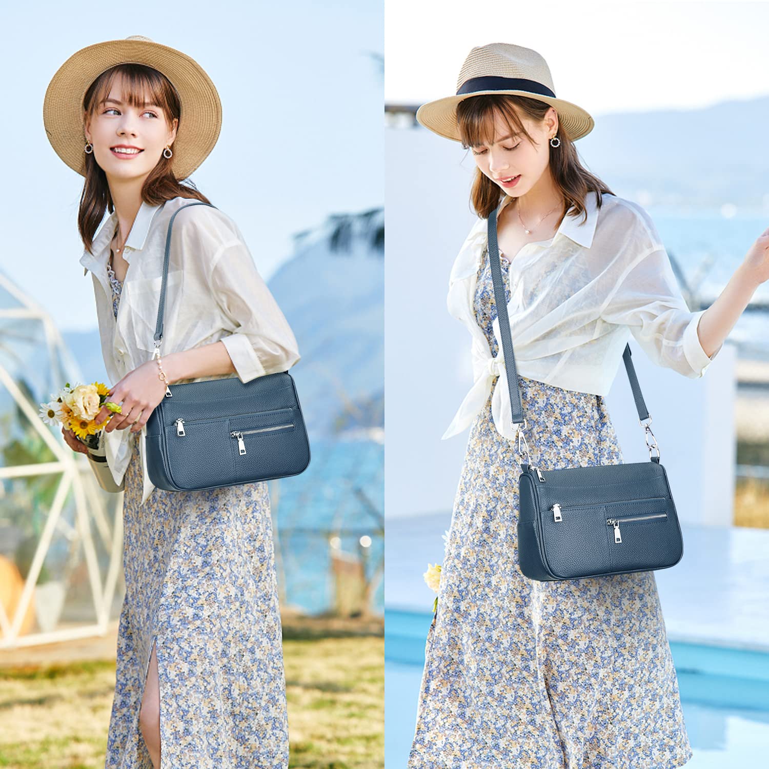 Genuine Leather Crossbody Shoulder Bag for Women - Small Handbag Purse - Perfect for Work, Travel & Everyday Use