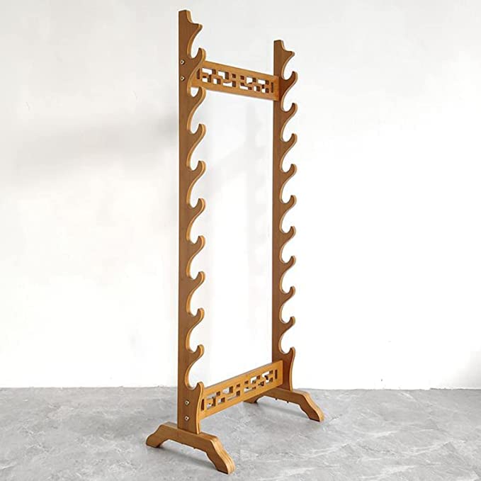 10-Tier Hollow Sword Display Stand - Vertical Floor Mount for Martial Arts Weapons, Katana, Samurai Swords & Collectibles | Perfect for Dojo Decor, Anime Conventions & Medieval Themed Rooms