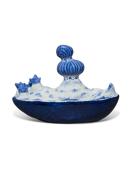 AYAKO ROKKAKU X ROYAL DELFT Ceramic Art Sculpture - Handcrafted Blue Porcelain Figurine for Home Decor & Art Collection - Perfect for Living Room Display, Office Decor, and Unique Gift Giving