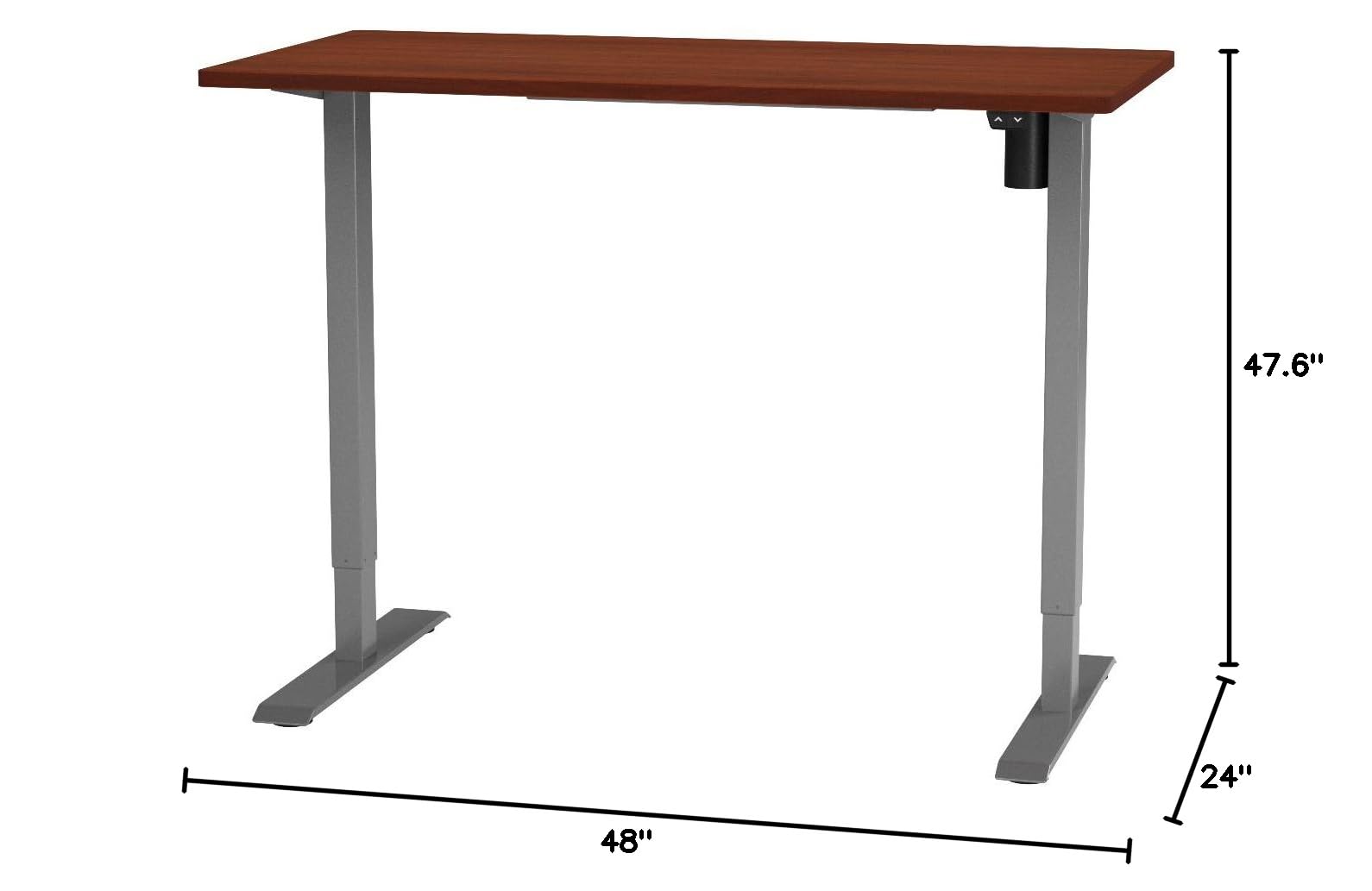 FLEXISPOT EN1 Electric Height Adjustable Standing Desk 48 x 24 Inches - Sit Stand Home Office Desk with Silver Frame & Mahogany Top (2 Packages) | Perfect for Remote Work, Gaming Setup & Ergonomic Workspace